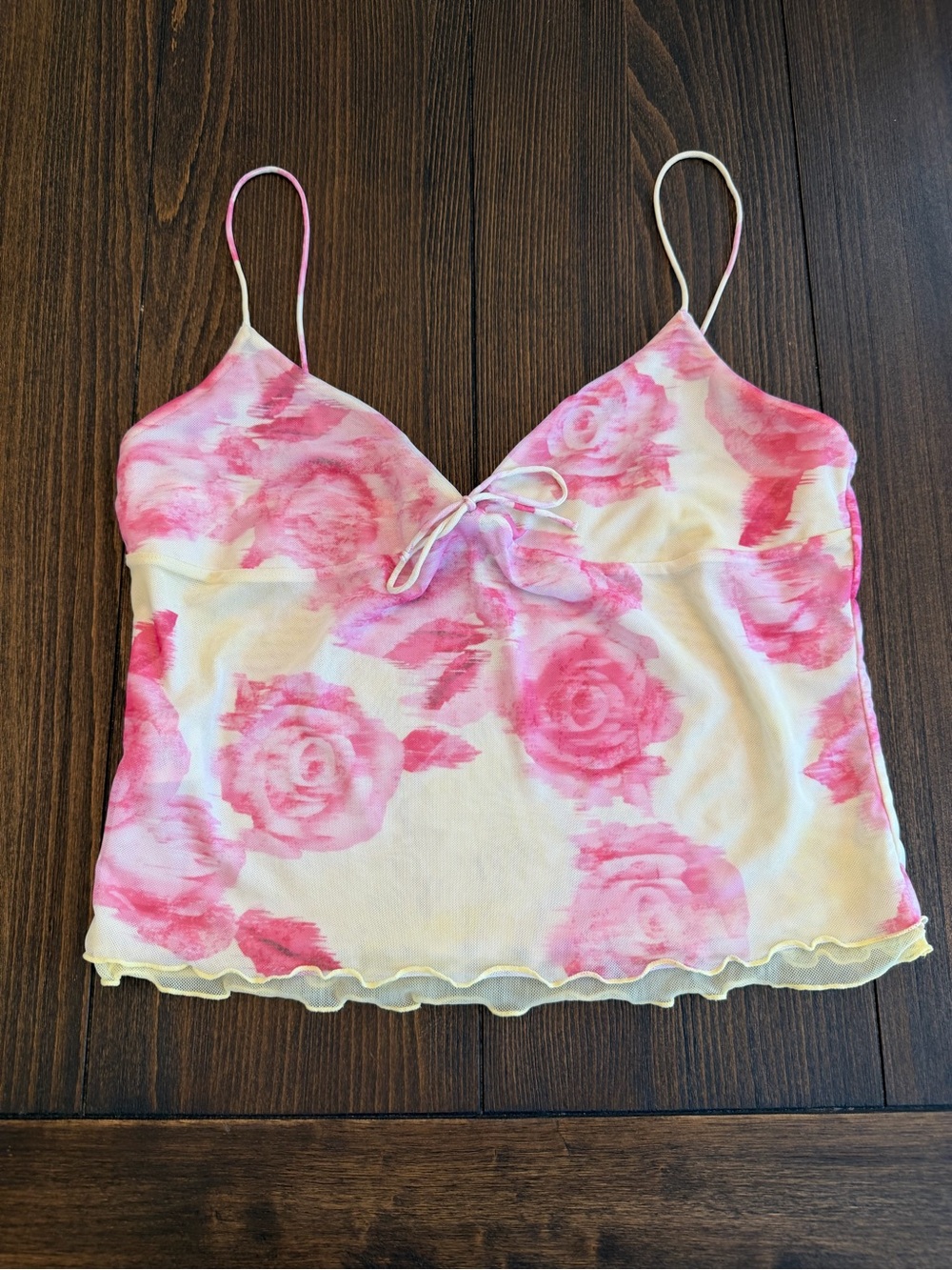 White Fox Yellow and Pink Floral Tank Feminine Vibes Size XL